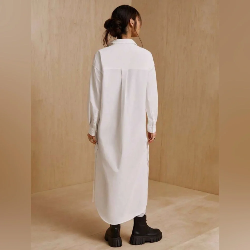SHEIN X MONSE Side-Laced Button-Down Shirt Dress - Picture 3 of 9
